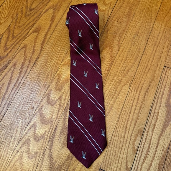 Pintail Men’s Burgundy Silk Blend Tie with Mallard Pattern - Picture 1 of 5